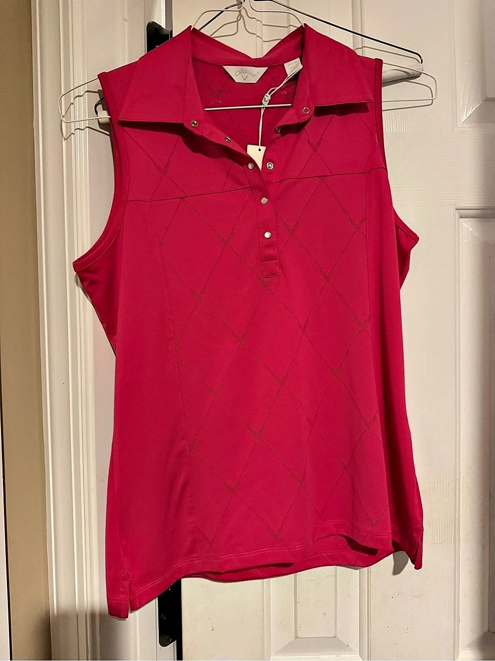 Callaway Sleeveless Geometric Top in Pink Size Medium NWT